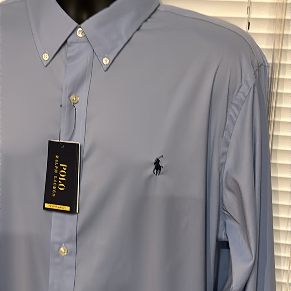 Ralph Lauren Blue Performance Stretch Wicking Button Down Shirt - Picture 5 of 8